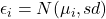 \epsilon_i = N(\mu_i, sd)