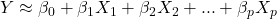 Y \approx \beta_0 + \beta_1 X_1 + \beta_2 X_2 + ... + \beta_p X_p